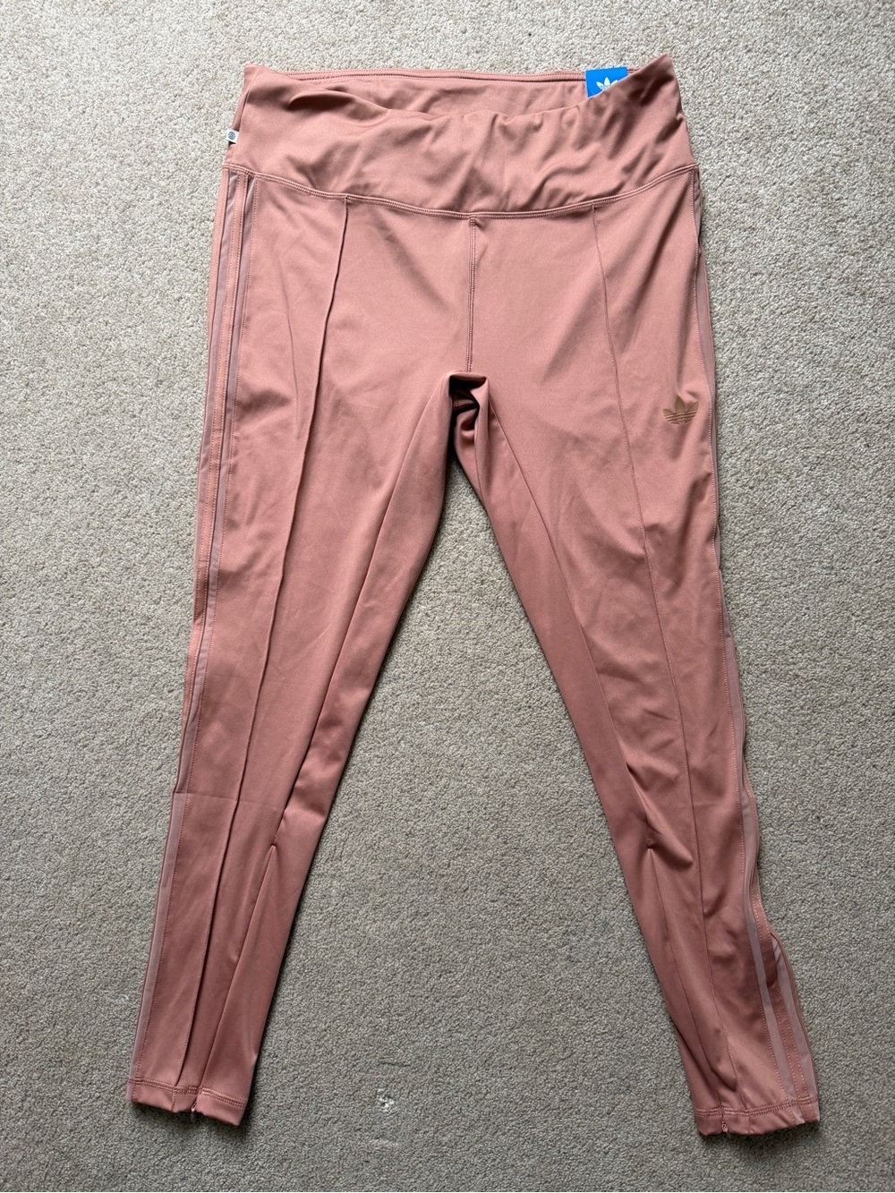 Adidas Originals High Rise Tight Fit Leggings 2X Pink Mesh Stripe Activewear